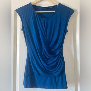New York & Company Blue Ruched  Blouse
